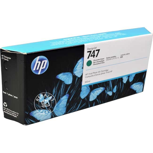 Tinta HP 747 Chromatic Green P2V84A de 300ml para Z6 Z9 – Calidad y Durabilidad