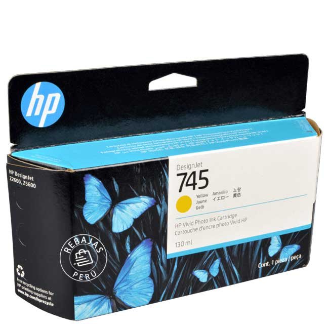 Tinta HP F9J96A 745 130ml Yellow Original para Plotters