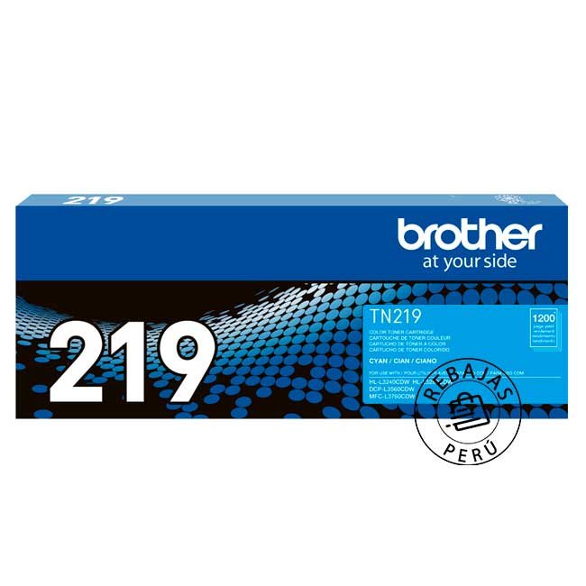 Tóner Brother TN-219C Cian Original 1200 Páginas para L3560 L3760 L3280
