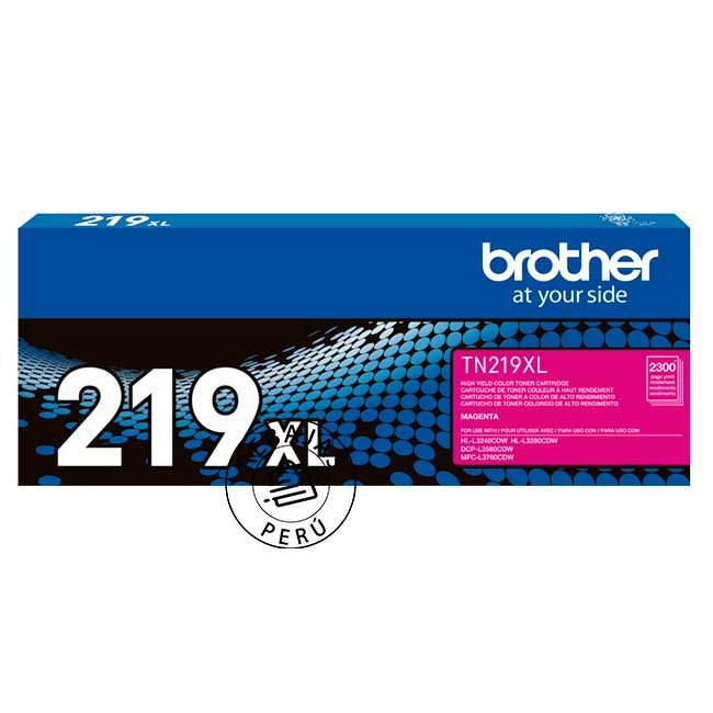 Tóner Brother TN-219XLM Magenta Original Alto Rendimiento 2300 Páginas para L3560 L3760 L3280