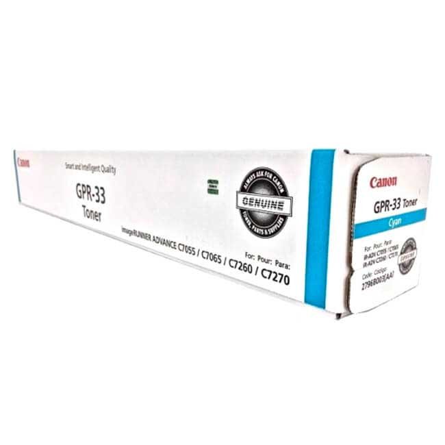 Tóner Canon GPR-33 Cyan Original para imageRUNNER ADVANCE C7065 y C7055, 52,000 páginas
