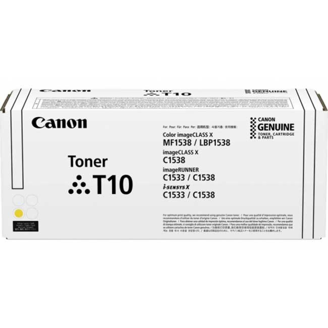 Tóner Amarillo Canon T10 para imageCLASS X MF1538C – Alto Rendimiento y Color Vibrante