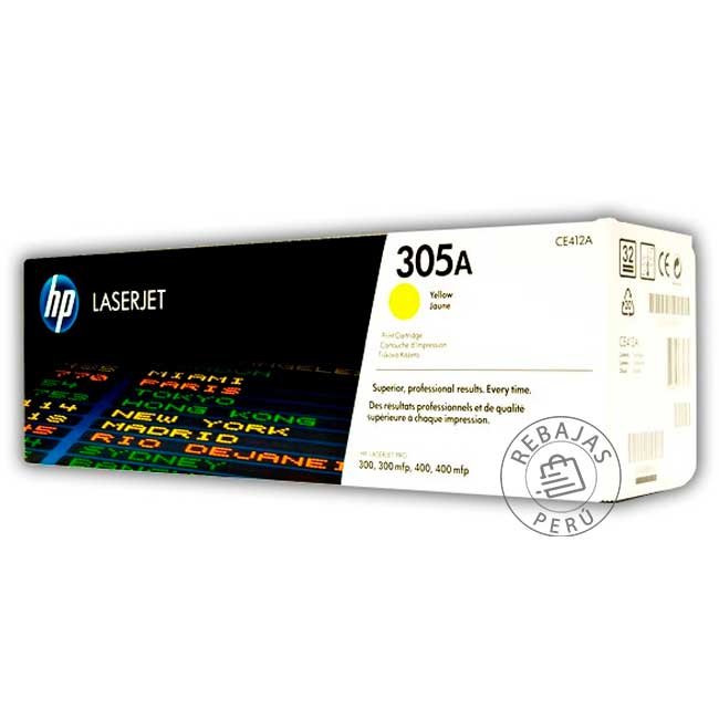Tóner HP 305A CE412A Amarillo Original para LaserJet Pro