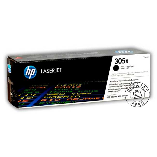 Tóner HP CE410X 305X Negro Original Alto Rendimiento 4,000 Páginas para LaserJet Pro 300 y 400