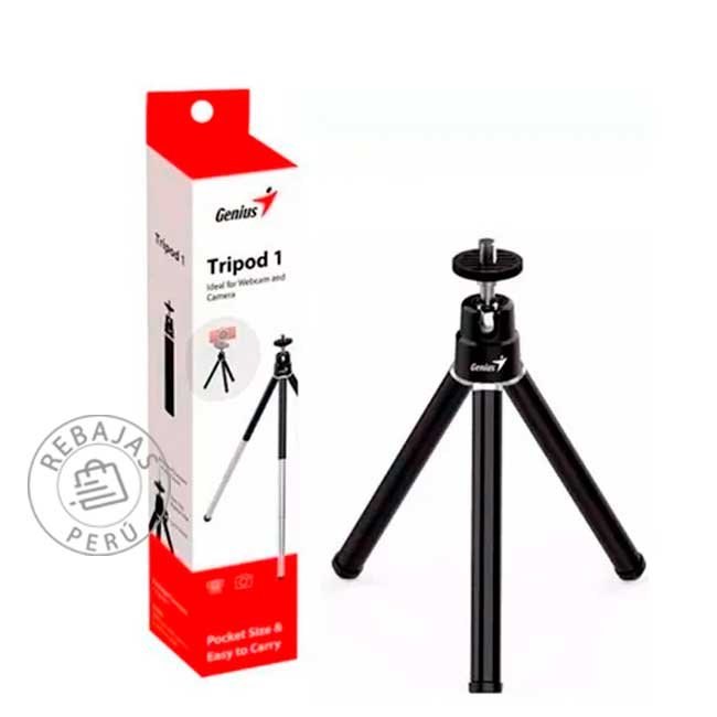 Trípode Genius para Webcam Ajustable 25.1 cm Negro/Plata