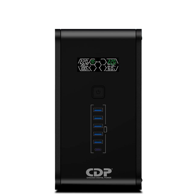 UPS Interactivo CDP R-SMART751i 750VA/375W con Pantalla LCD, 10 Salidas, USB-C, Regulador y Protección RJ45