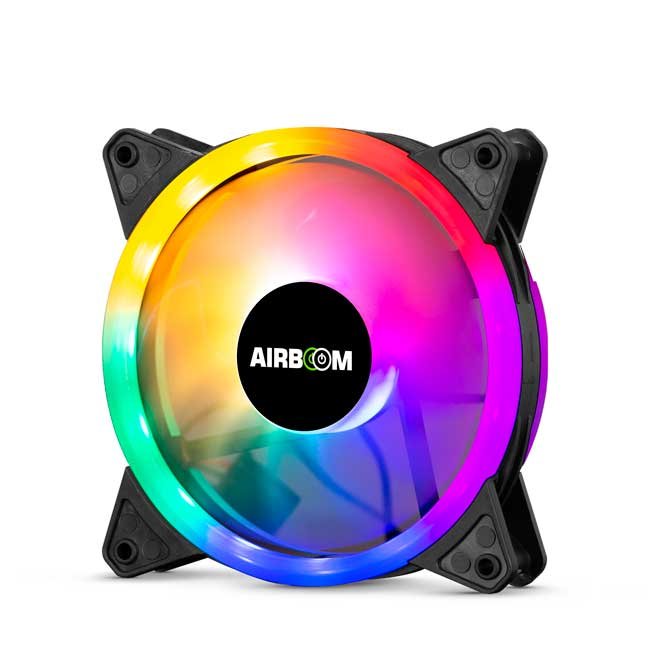Ventilador Airboom Aureola AB111 12cm Double Halo Rainbow LED con Conector 4 Pines