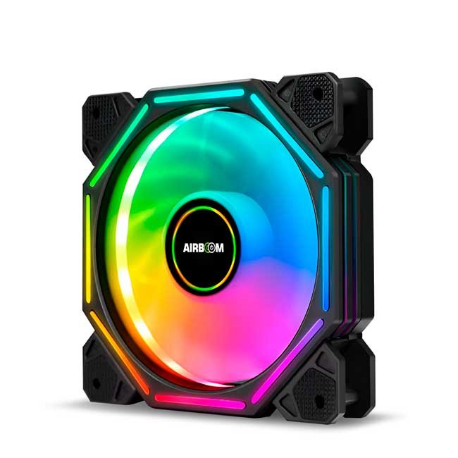 Ventilador Airboom Octagon AB113 12cm RGB Doble Halo Octagonal con Conector 4 Pines