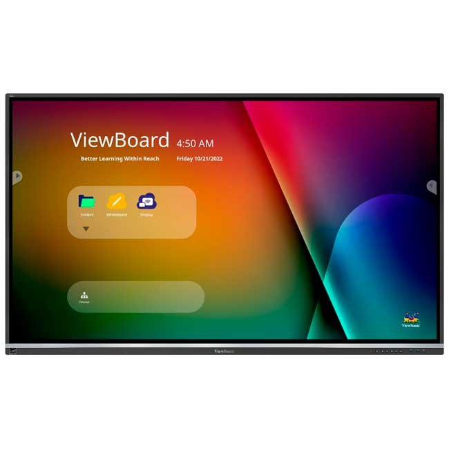 ViewSonic ViewBoard IFP7550-5F – Pantalla Interactiva 75" 4K UHD Táctil, Android 11, 8GB RAM, 64GB Almacenamiento, Conectividad USB-C, HDMI, Wi-Fi, myViewBoard