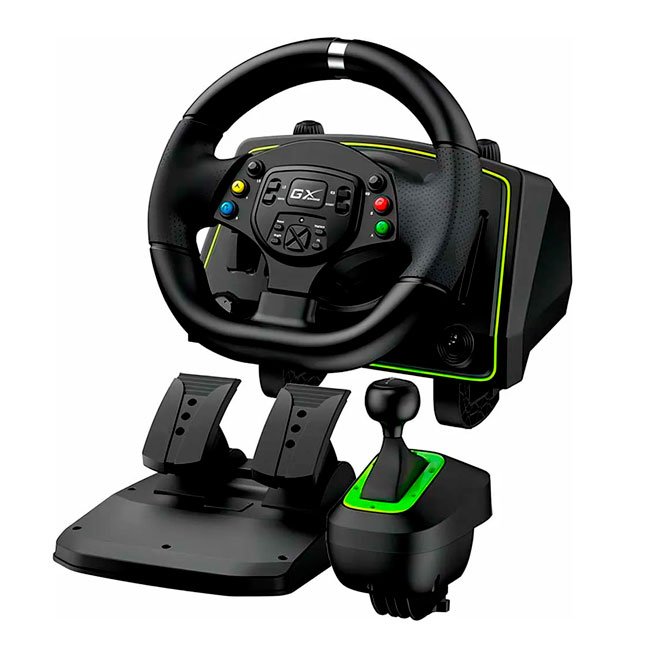 Volante de Carreras Genius SpeedMaster X2 con Rotación de 1080° y Palanca de Cambios – Compatible con PC, PS4, Xbox