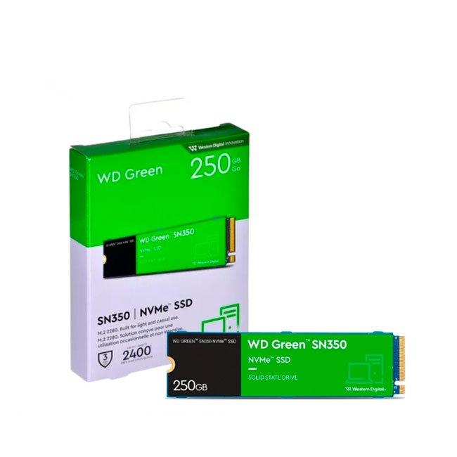 Disco Western Digital Green SN350 250GB NVMe M.2 2280 PCIe Gen 3.0 SSD de Alta Velocidad