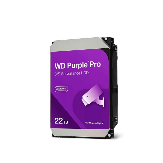 Disco Duro WD Purple Pro 22TB WD221PURP 3.5", SATA 6Gb/s, 7200RPM, Caché 512MB para Videovigilancia AI 24/7