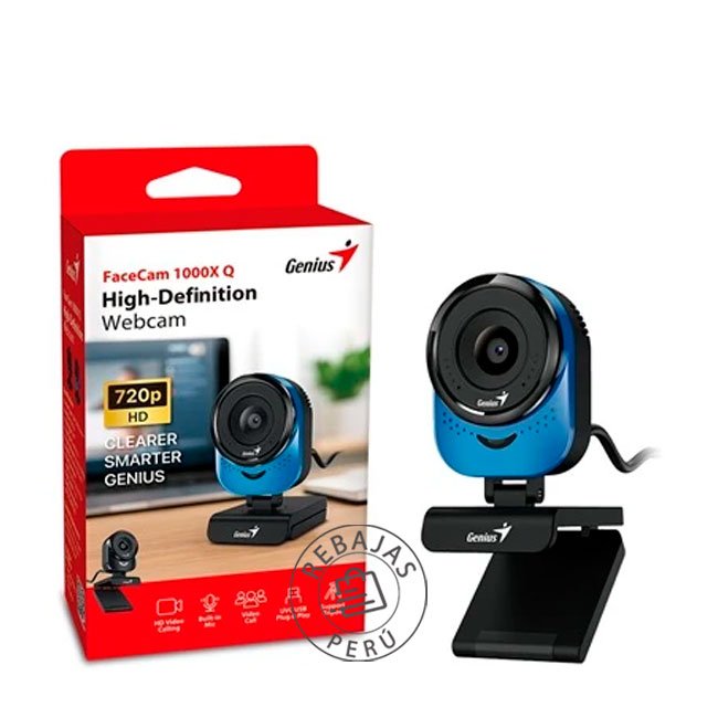 Webcam Genius FaceCam 1000X Q HD 720P USB Azul Micrófono Integrado
