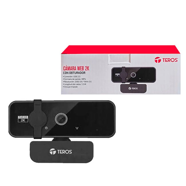Webcam TEROS TE-9072 2K con Micrófono Integrado USB 2.0 - Full HD 2592p 30FPS