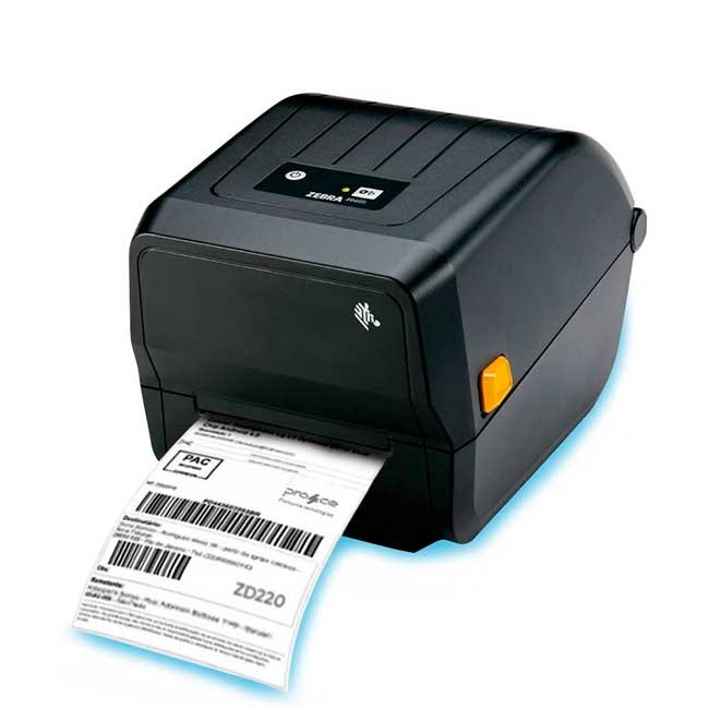 Mini impresora térmica de etiquetas Zebra ZD220 Interfaz USB. Color negro.